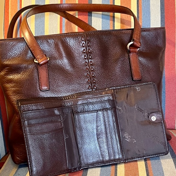 VINTAGE FOSSIL🔑 3pc LEATHER PURSE/WALLET/KEYCHAIN BUNDLE - Picture 5 of 12